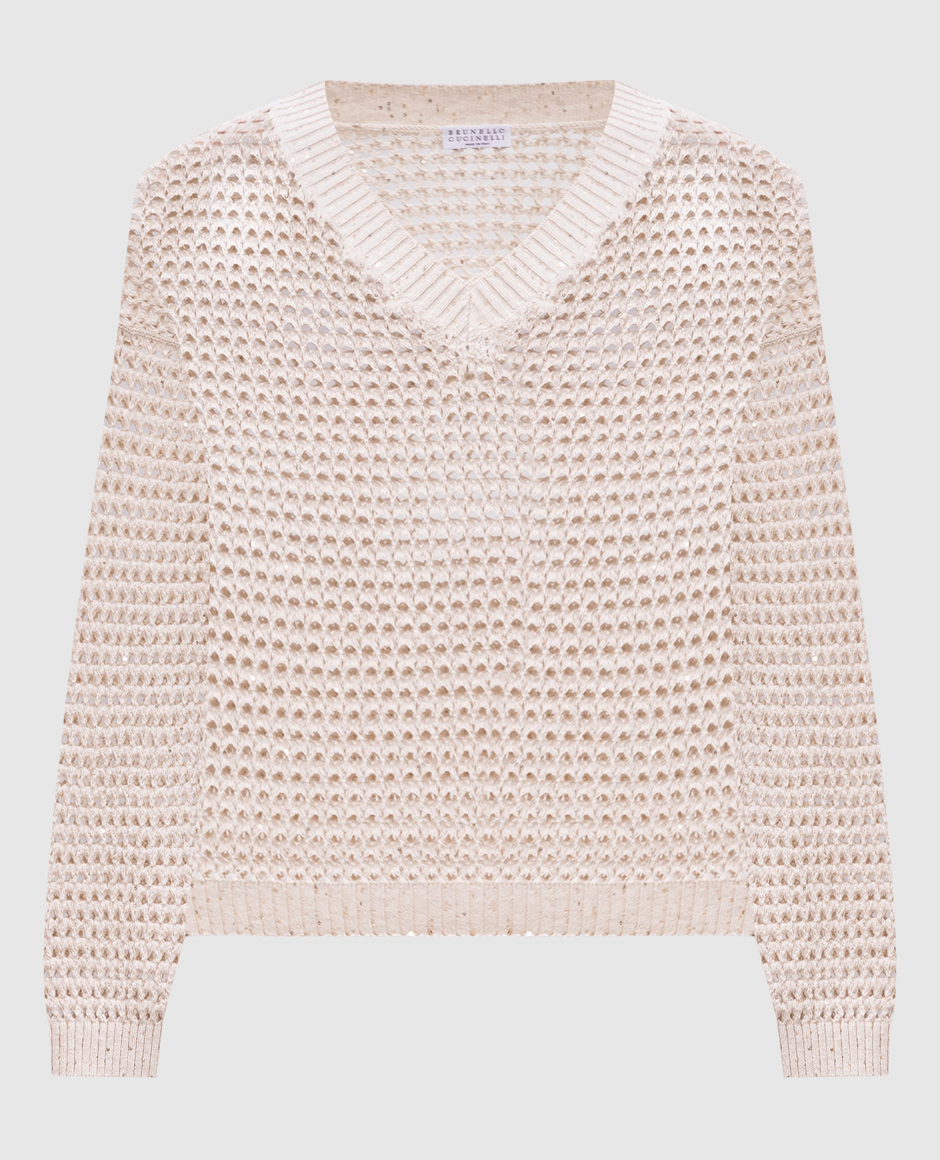 

Beige openwork pullover with sequins Brunello Cucinelli