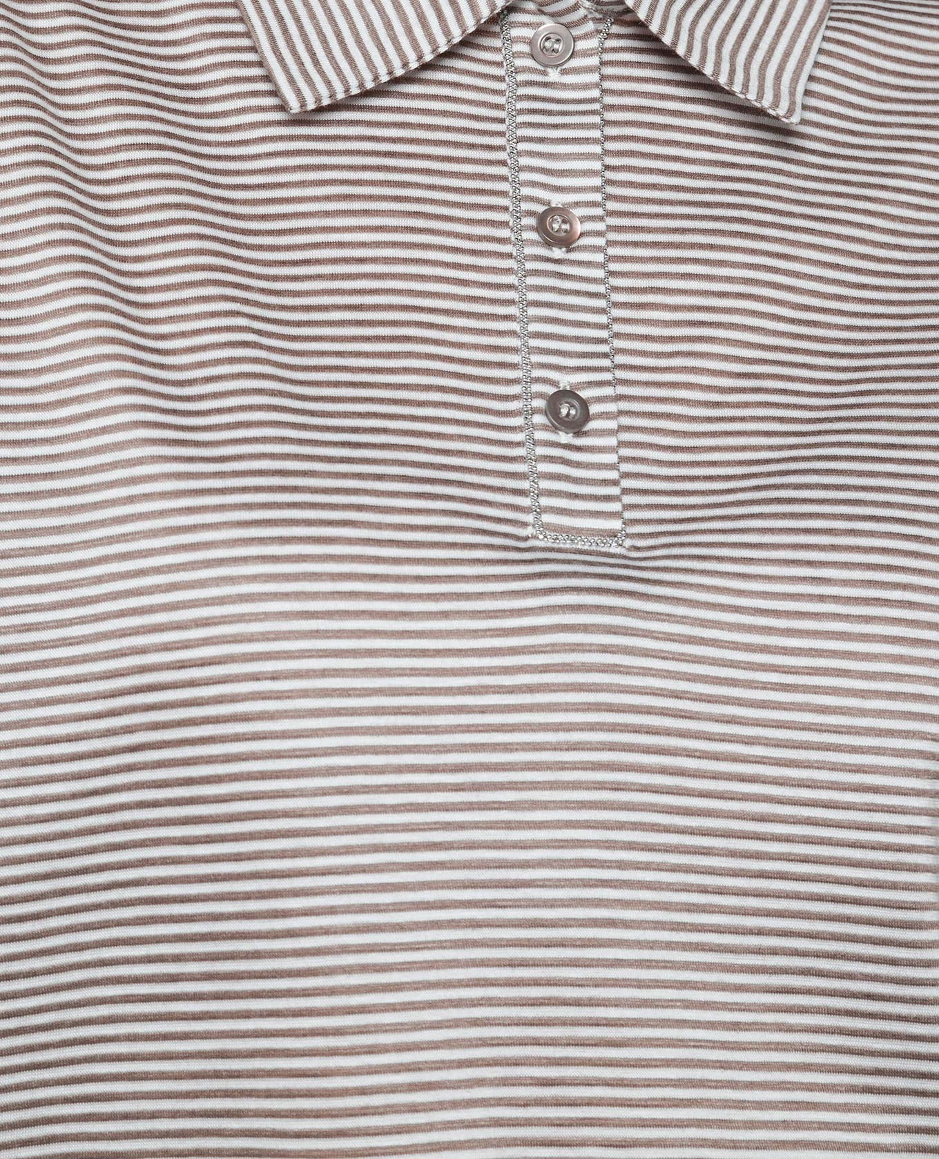 

Brown striped polo shirt with monil chain Peserico