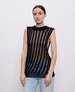 Solotre Black top with openwork pattern M3D0026D