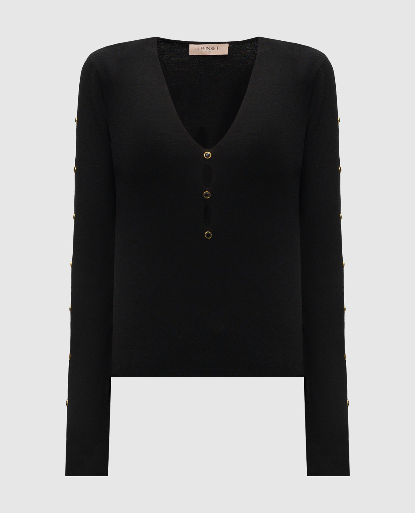 

Black pullover with figured cutouts Twinset