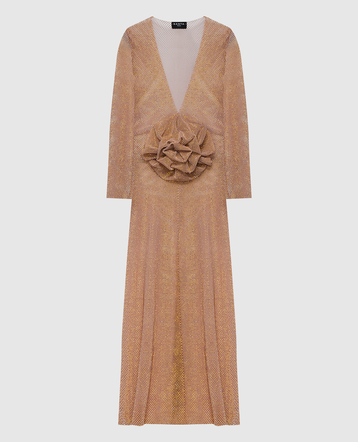 

Beige maxi dress with crystals and flower appliqué Santa Brands, Silver