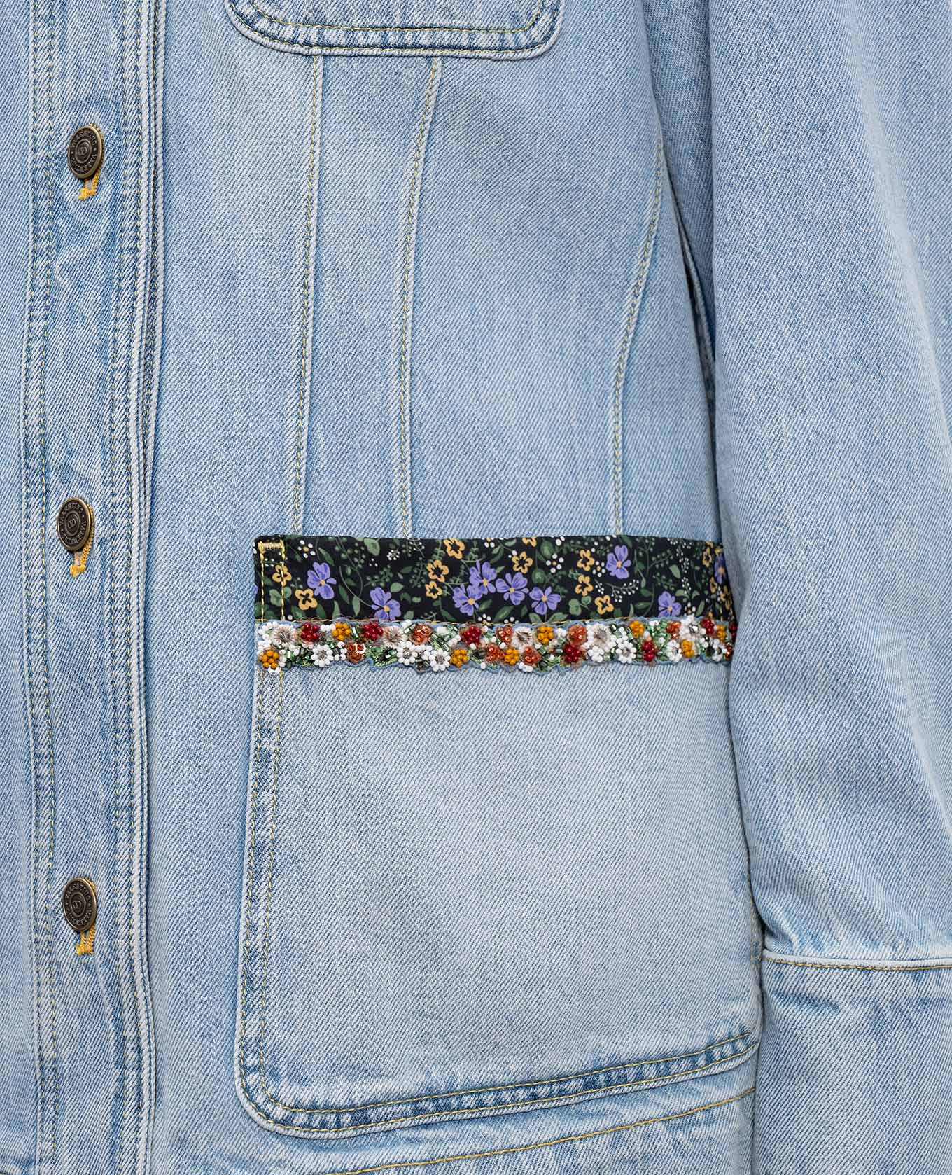 

Blue denim jacket with a distressed effect Valentino, Light blue