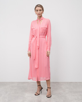 Twinset Pink midi shirt dress with pattern 251TP2260