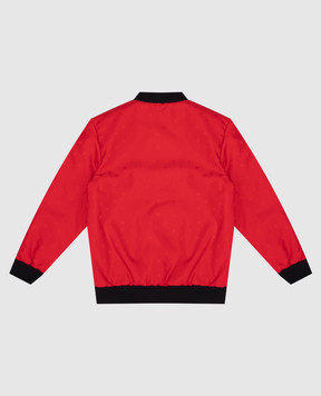 Balmain Kids red bomber jacket with logo monogram pattern BU2Q27N0235410