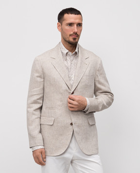 Brunello Cucinelli Beige linen jacket MB4307BTD1