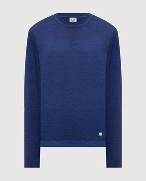 C.P. Company Blue wool jumper with logo patch MKN237A003247F