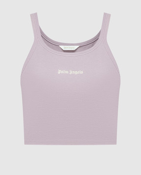 Palm Angels Purple top with logo embroidery PWAD060S24FAB002