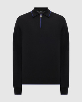 Stefano Ricci Black cashmere and silk polo shirt K606395P30F25310