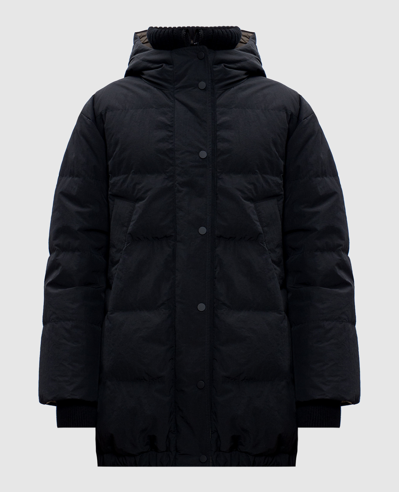 

Black down jacket with cashmere stripe Brunello Cucinelli