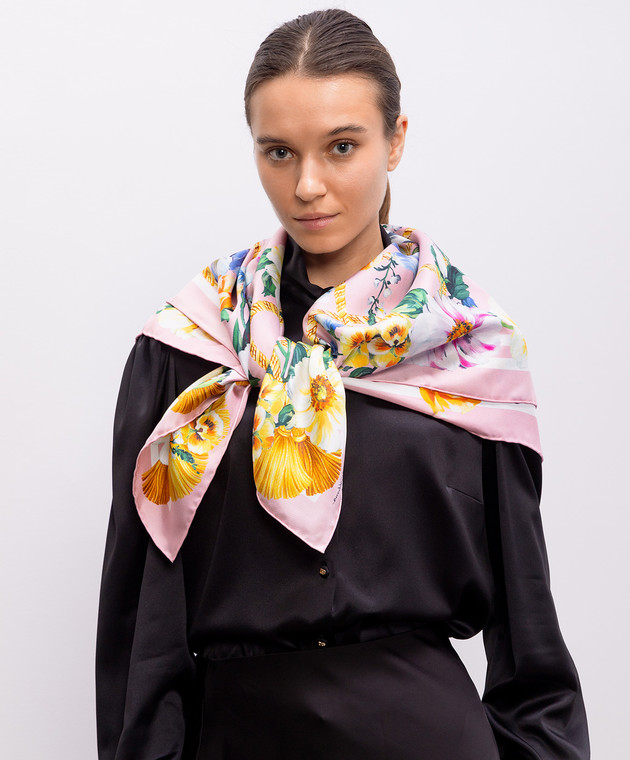 スカーフ Dolce & Gabbana FW25 Floral print scarf (FN090RGDC7A HA5QX) Dolce & Gabbana Silk Scarf | Black | FARFETCH