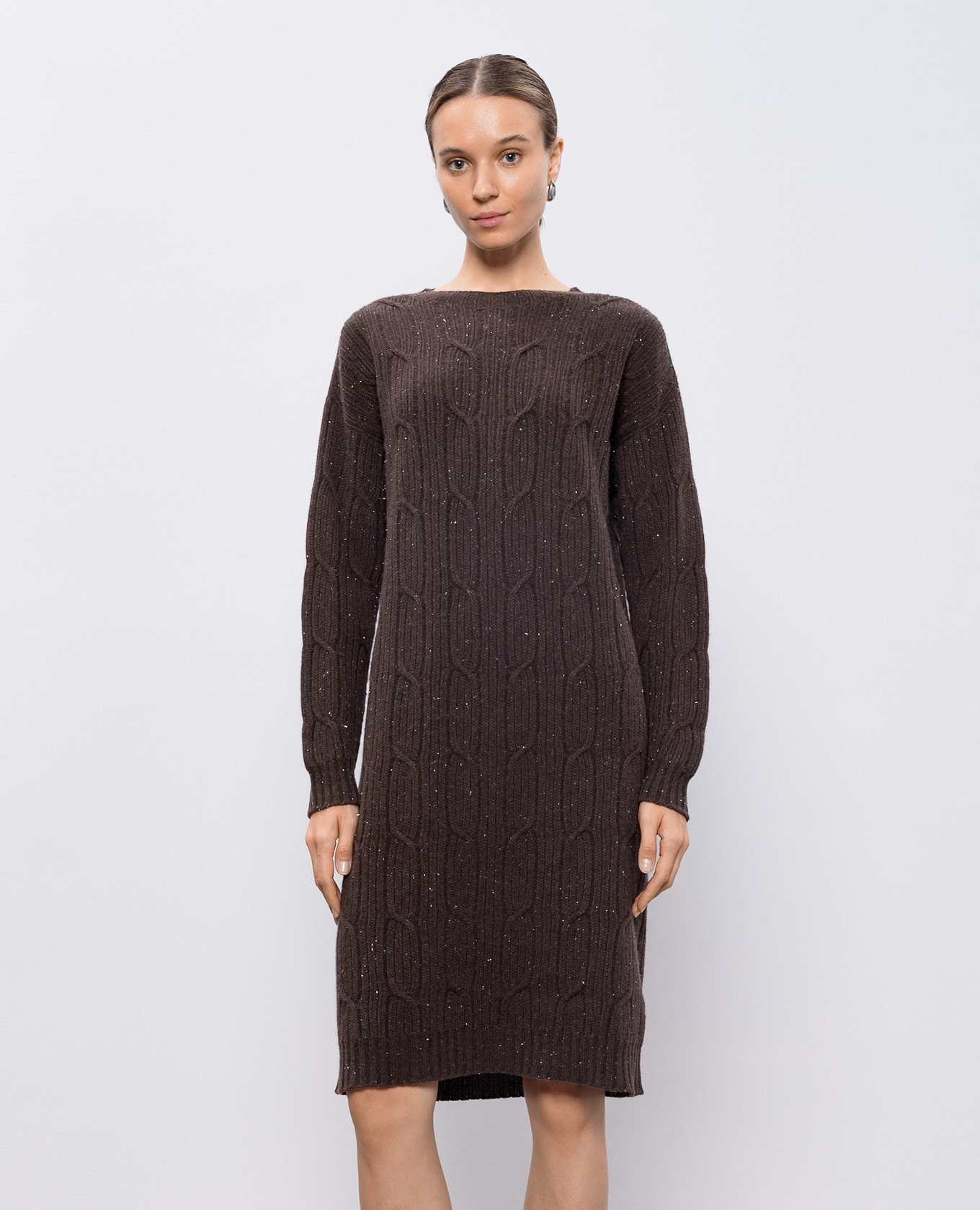 

Brown wool, silk and cashmere dress with lurex Peserico