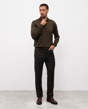 Stefano Ricci Green cashmere and silk polo shirt K606003Z40F25303