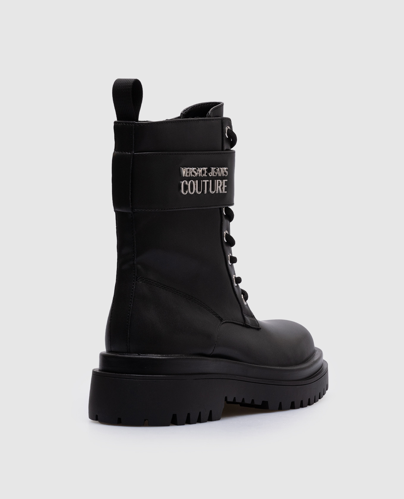 

Black boots with metal logo Versace Jeans Couture