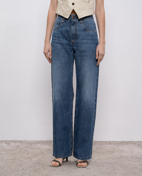 Brunello Cucinelli Contemporary blue jeans with leather logo patch MH192P5565