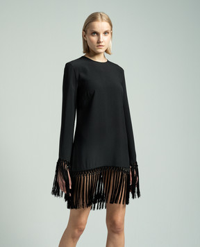 Taller Marmo Claudia black dress with fringe SS2429