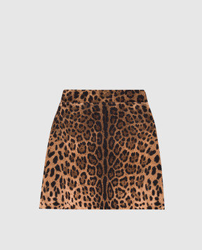Dolce&Gabbana Children's leopard print wool skirt L5KI05JDVDT