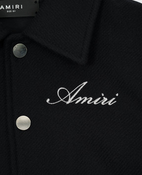 AMIRI Children's black BONES wool jacket with logo embroidery AKOUVY1003