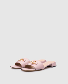 Valentino VLogo Signature Pink Leather Flip Flops 6W2S0LT0DSH