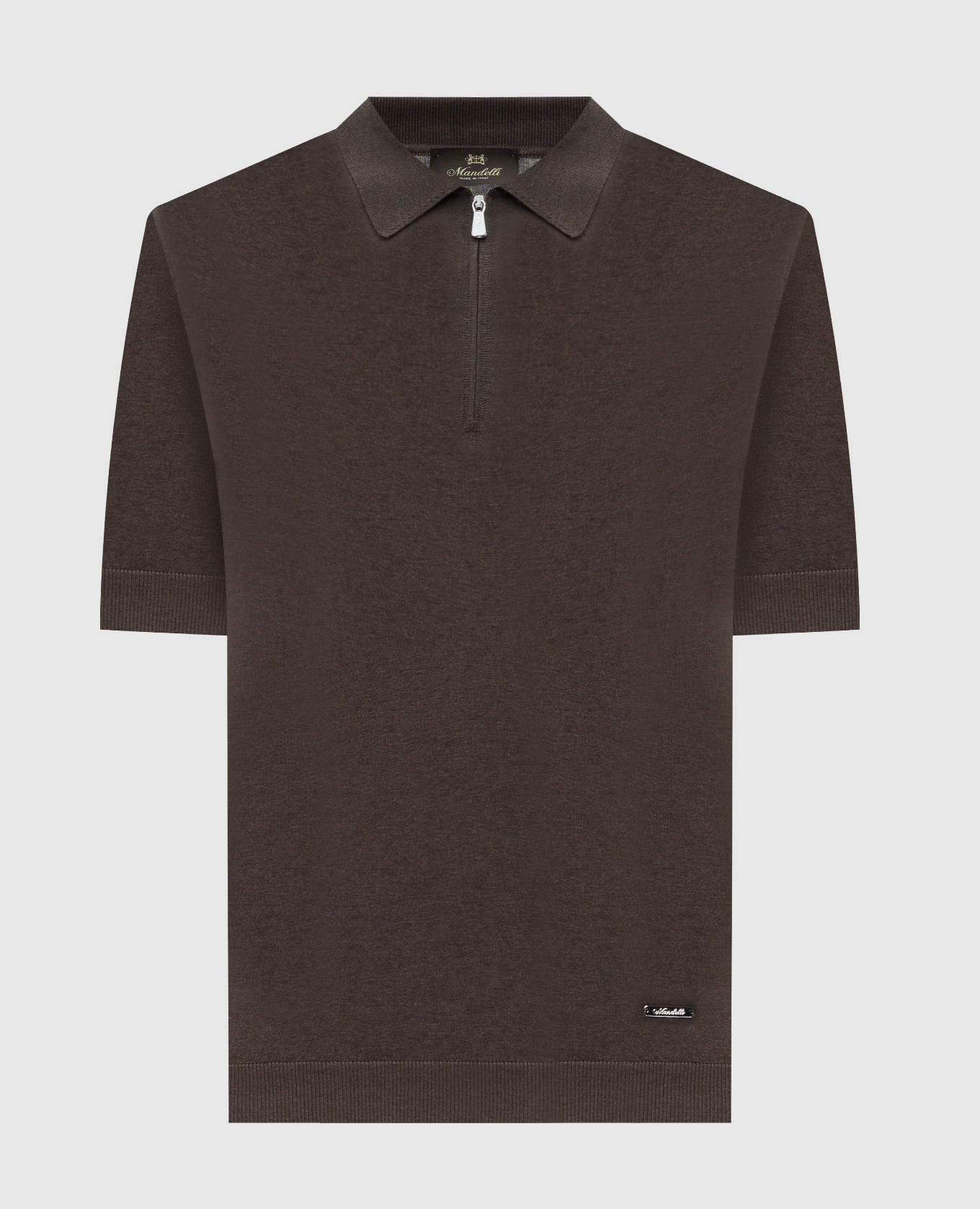 

Brown silk polo shirt with logo Enrico Mandelli