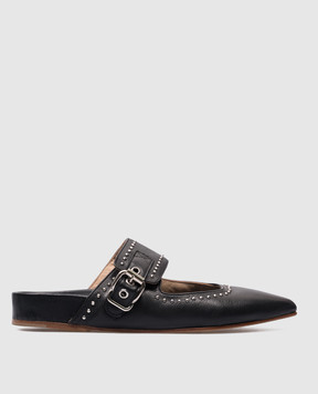 Laura Bellariva Black studded leather mules P9463BA41