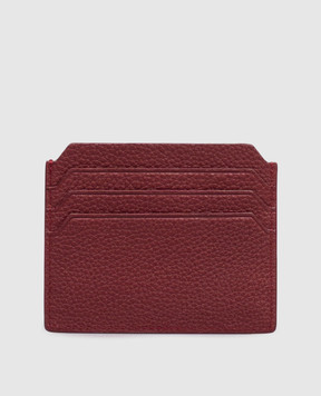 Santoni Burgundy leather cardholder with logo DFPPA2693FOHSIW