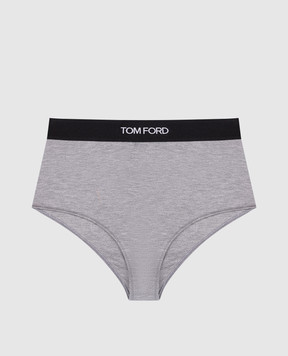 Tom Ford Gray melange high rise briefs with logo print KNJ008JEX011