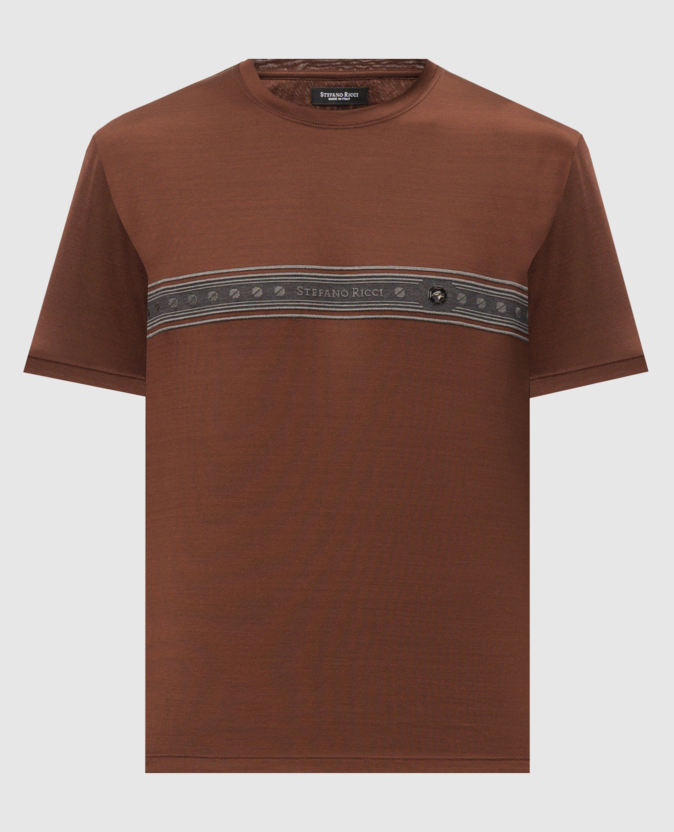 Brown t-shirt with logo stefano ricci