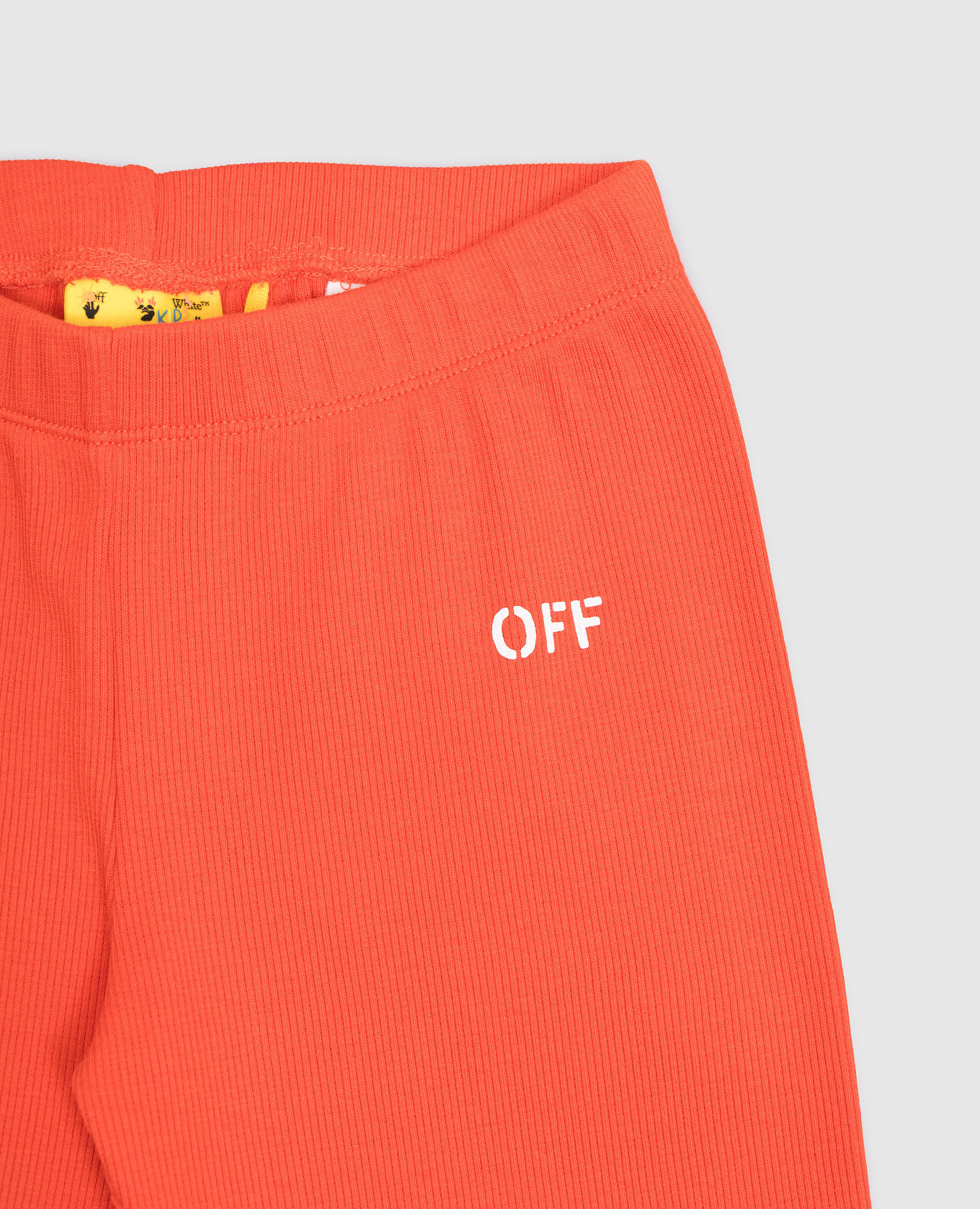 

Children's orange ribbed shorts with logo print Off-White