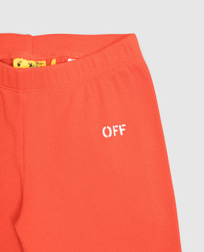 Off-White Children's orange ribbed shorts with logo print OGCD002S25JER001