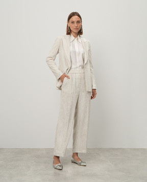 Peserico Beige corduroy pants with lurex E0403601595