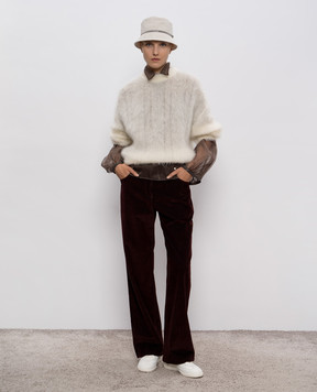 Brunello Cucinelli Brown corduroy pants with monil chain MA180P9075