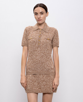 Versace Beige Mouliné wool, cashmere and silk polo shirt 10203801A15451