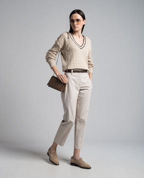 Brunello Cucinelli Gray pants with monil chain M0F70P8594