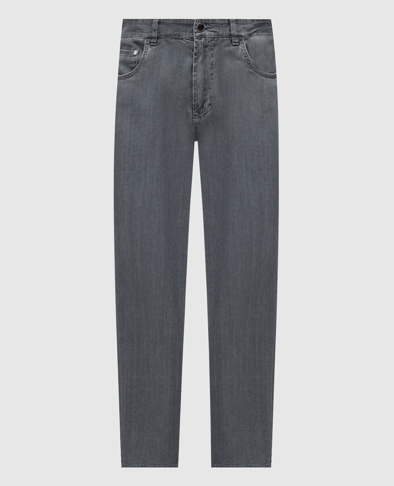 MONOPOLI gray jeans with logo patch Cashmere&Whiskey