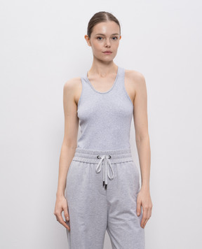 Peserico Grey melange ribbed top S08919J005669