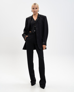 Vetements Black wool trousers with logo patch WH76TP300B