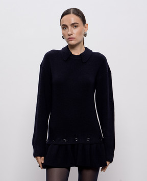 Rokh Blue menrino wool sweater with removable peplum R3CA104