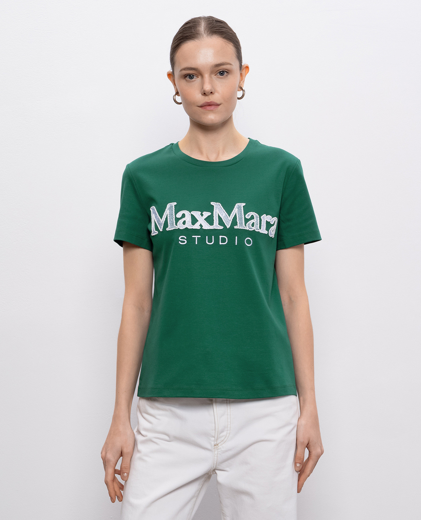 

WON green T-shirt with logo embroidery Max Mara, White