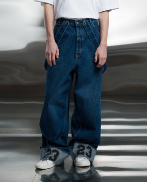 Off-White Blue 90s Logo jeans with logo patch OMYA187S24DEN001