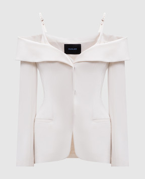 Thierry Mugler Chaqueta de lana blanca con hombros abiertos 25S1VE0453196