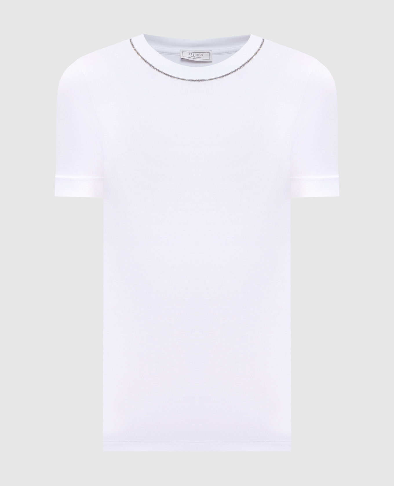 White ribbed top with monil chain Peserico