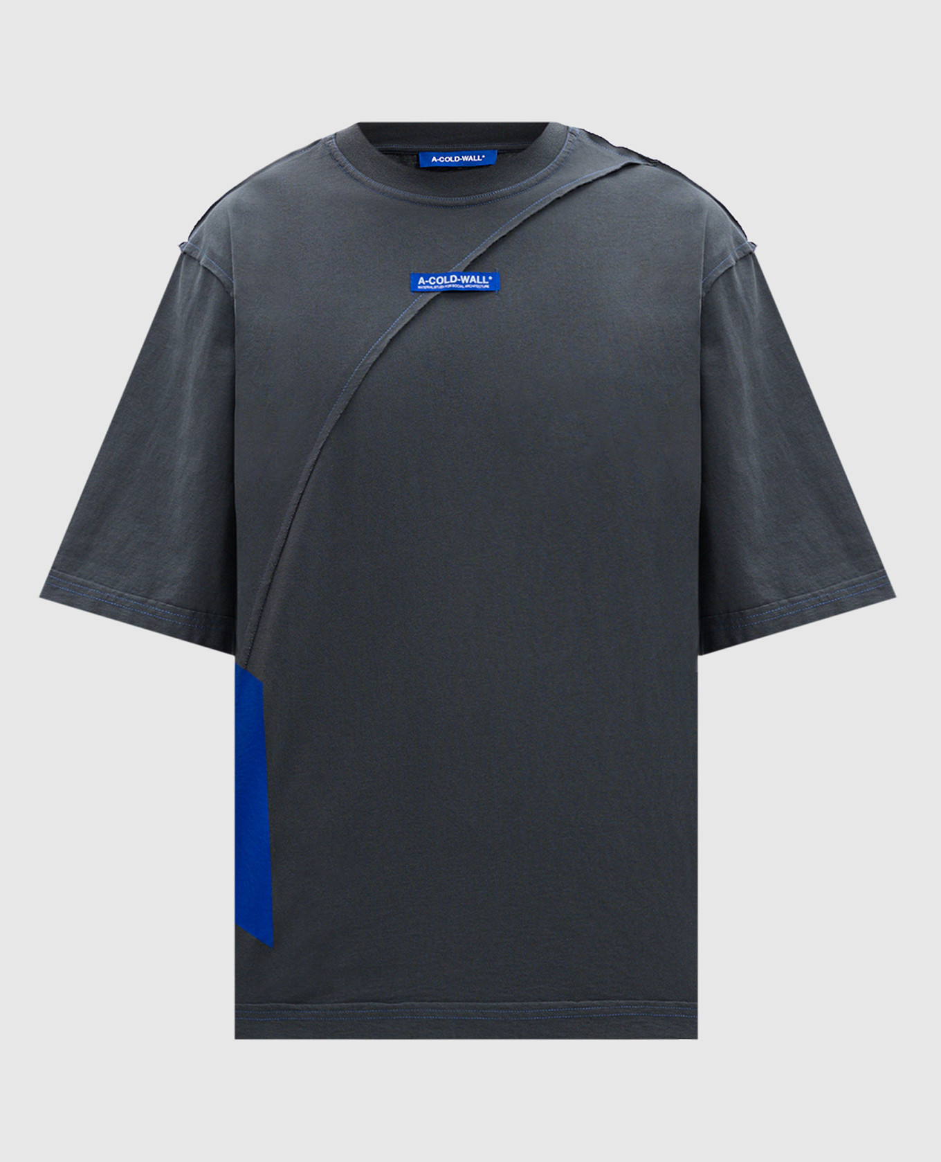Gray aspect t-shirt with inside-out effect and logo patch a cold wall
