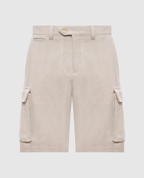 Brunello Cucinelli Beige linen cargo shorts MR471U0030
