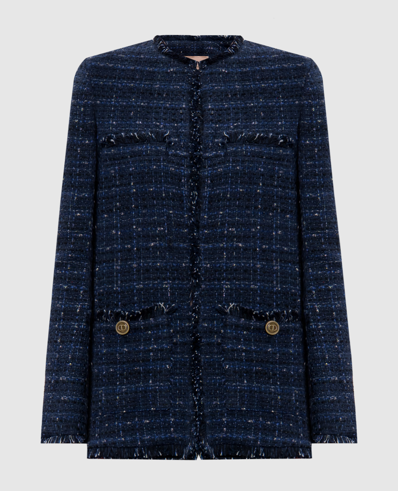 

Blue tweed jacket with logo Twinset