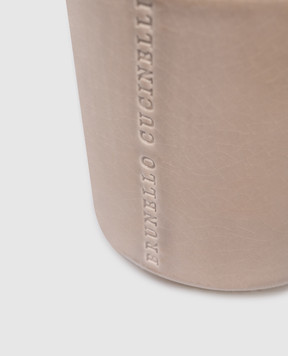 Brunello Cucinelli Beige candle in a ceramic candle holder with ebony and teak wood scent MLCANDBC1