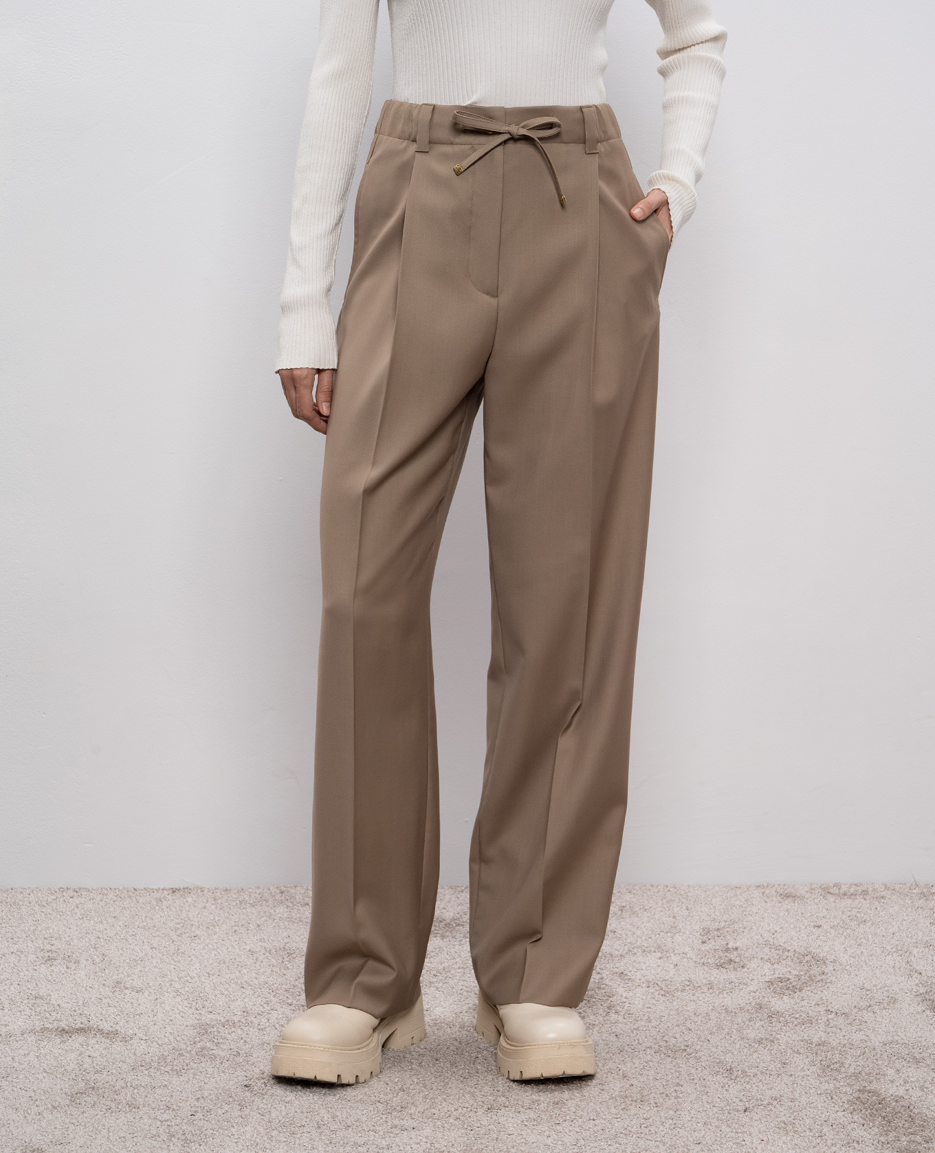 Khaki wool pants Moncler 3