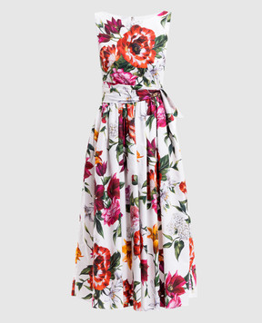 Dolce&Gabbana White floral print midi dress F6TZTTHS5TQ