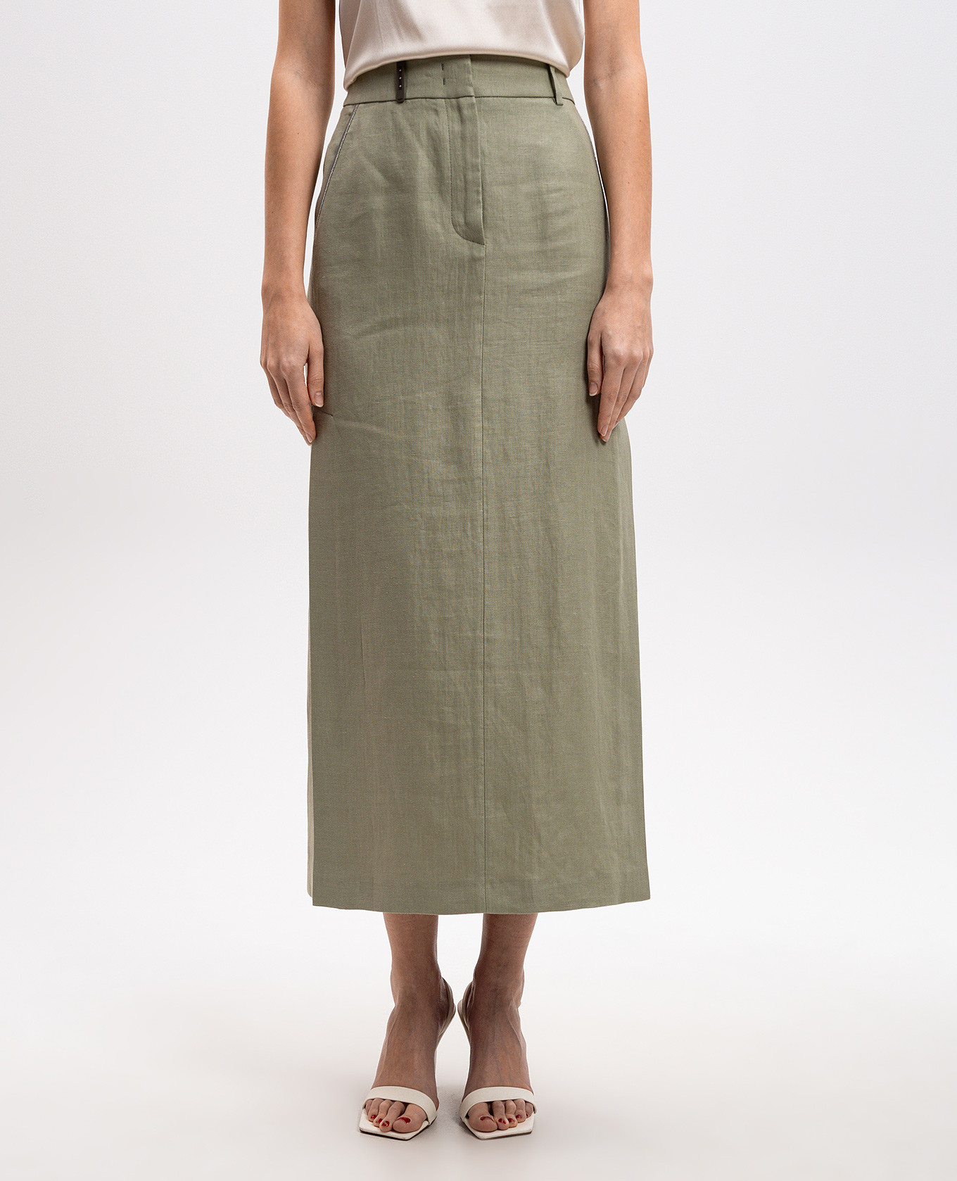

Green linen skirt with slits Peserico