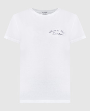 Dondup White t-shirt with logo embroidery DS007JF0342DHP1