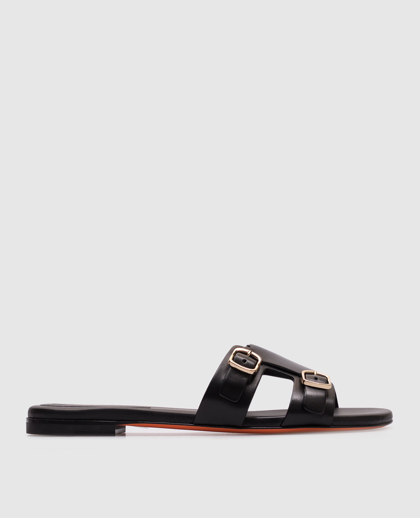 

Black leather flip-flops Santoni